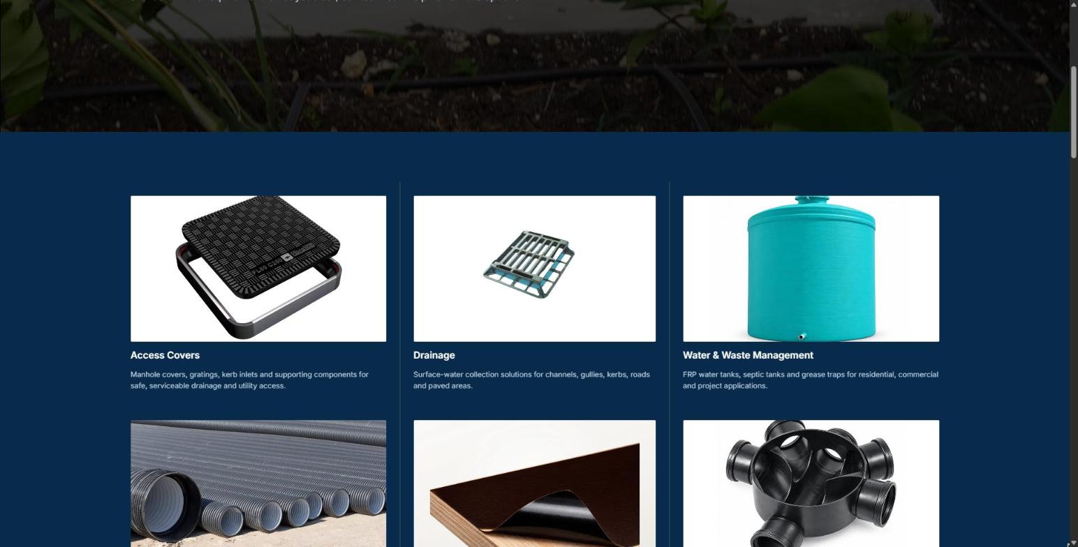 fiberpol infrastructure product categories screenshot