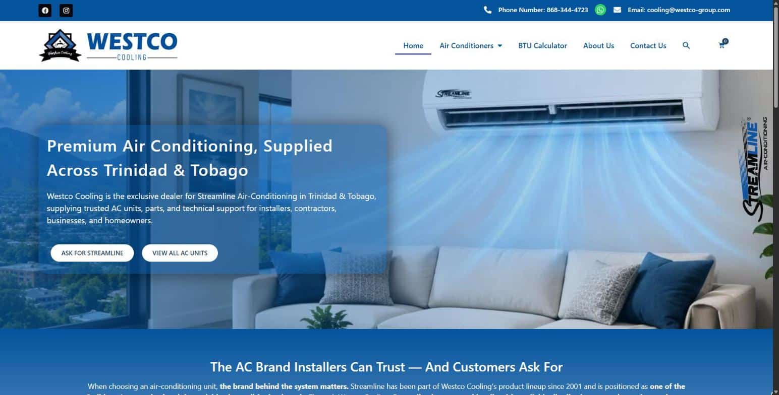 westco cooling home screenshot